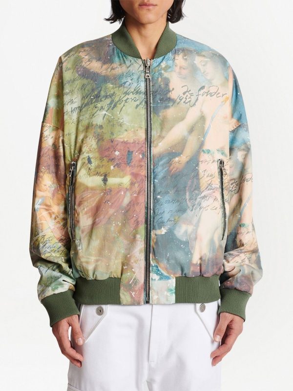 Painting-Print Reversible Bomber Jacket on Sale