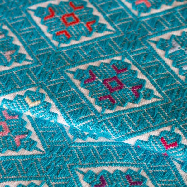 Cyan-Multicolor Table Runner, Backstrap Weaving Sale