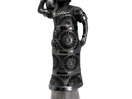 Tuxtepec Woman with Braid Carrying a Pineapple, Oaxaca Black Clay Cheap