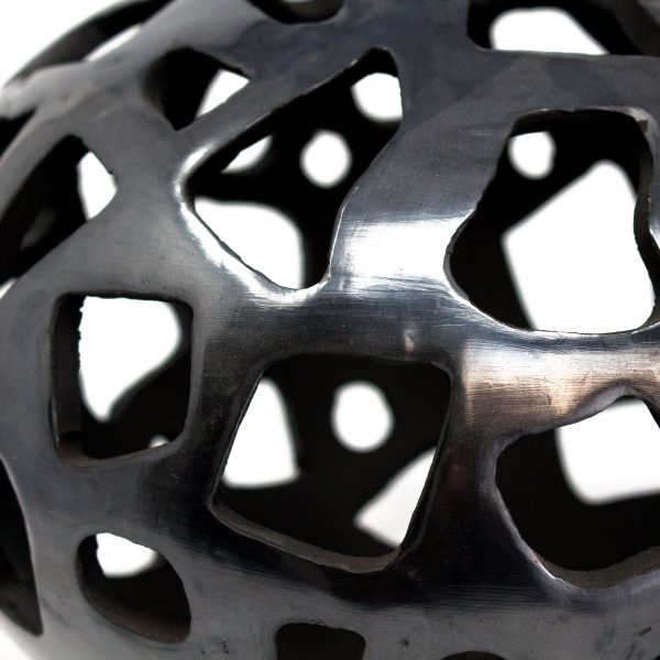 Geometric Shaped Holes Sphere, Oaxaca Black Clay Online Sale