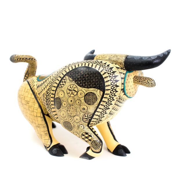 Yellow and Teal Bull Alebrije, Copal Wood Online