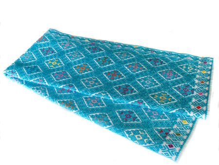 Cyan-Multicolor Table Runner, Backstrap Weaving Sale