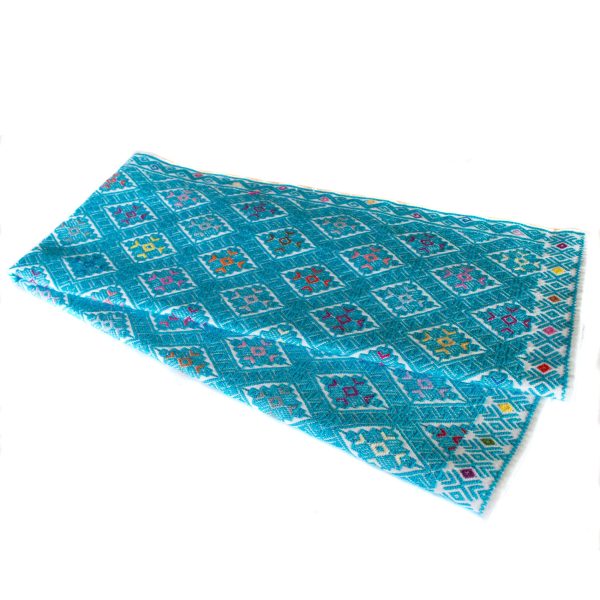 Cyan-Multicolor Table Runner, Backstrap Weaving Sale