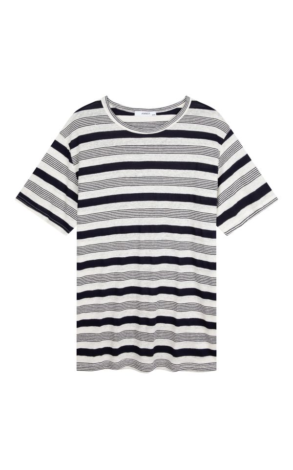 WESTBOURNE LINEN TEE - NAVY TWO STRIPE Online Sale