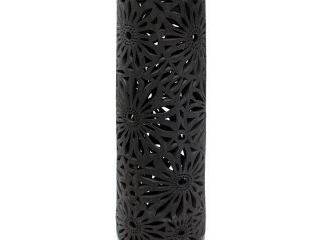 Tube Shaped and Textured Flower Lamp Screen, Oaxaca Black Clay For Cheap