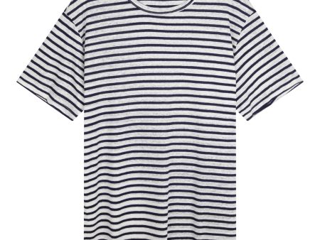 WESTBOURNE LINEN TEE - NAVY STRIPE Cheap