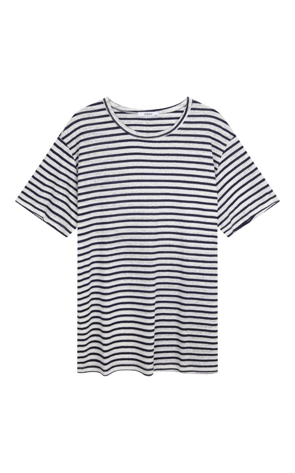 WESTBOURNE LINEN TEE - NAVY STRIPE Cheap