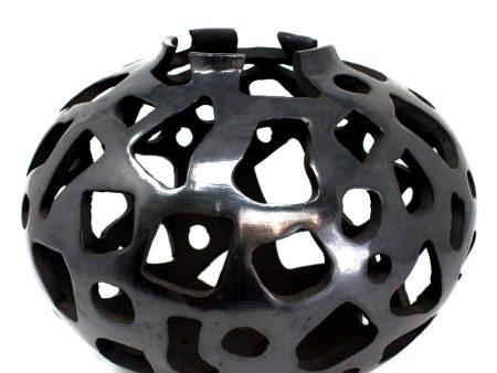 Geometric Shaped Holes Sphere, Oaxaca Black Clay Online Sale