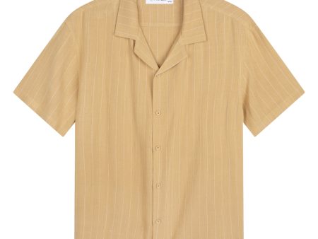 CUBAN S S SHIRT - MUSTARD STRIPE Online Hot Sale