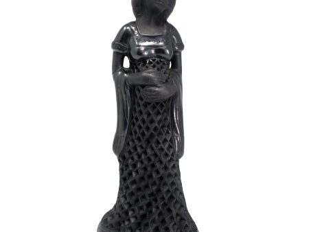 Pregnant Woman Wearing a Rebozo and Pierced Skirt, Oaxaca Black Clay on Sale