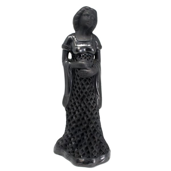 Pregnant Woman Wearing a Rebozo and Pierced Skirt, Oaxaca Black Clay on Sale