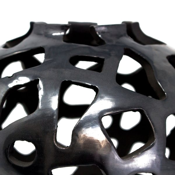 Geometric Shaped Holes Sphere, Oaxaca Black Clay Online Sale