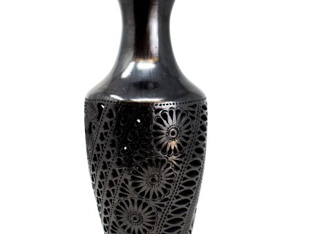 Medium Hearts Pattern Bottle, Oaxaca Black Clay Online Sale