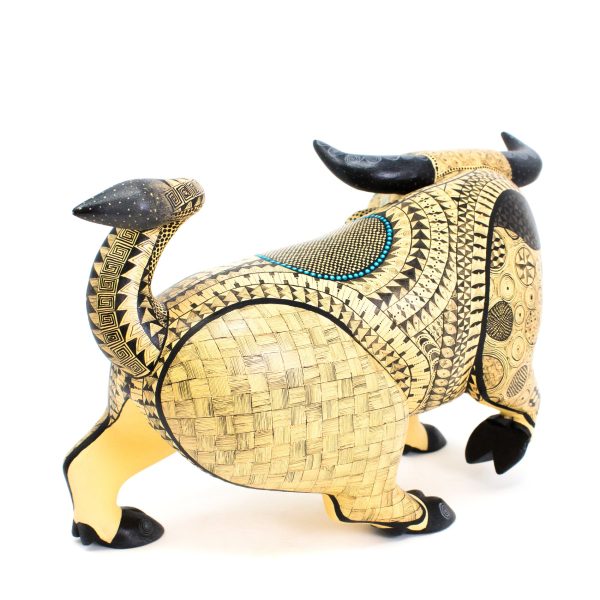 Yellow and Teal Bull Alebrije, Copal Wood Online