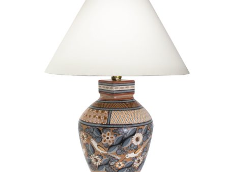 Squared Mouth Tonala Iconography Lamp, Burnished Clay Online now