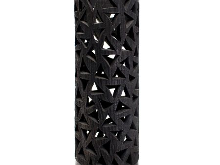 Medium Tube Gloss and Matte Triangles Pattern Lamp Screen, Oaxaca Black Clay Online Sale