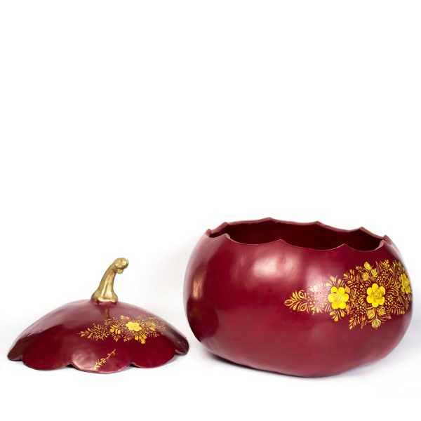 Large Red Tole with Golden Flowers, Laca Hot on Sale