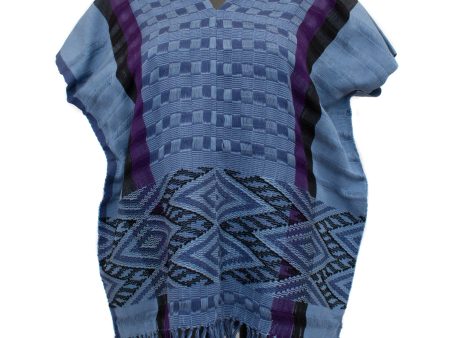 Blue-Purple & Diamonds Huipil, Pedal Loom Online now