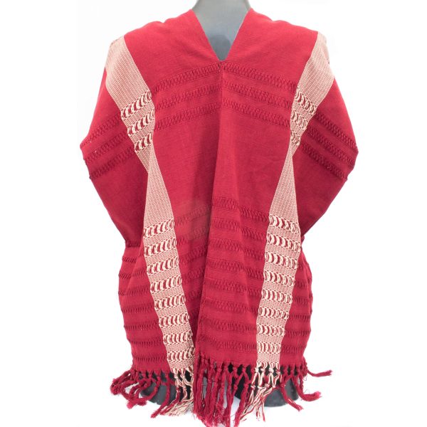 Red and White Striped Huipil, Pedal Loom on Sale