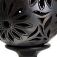 Pierced Flower Pattern Lamp with Stand, Oaxaca Black Clay Cheap