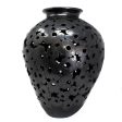 Large Textured Pitcher with Pierced Flowers, Oaxaca Black Clay Supply