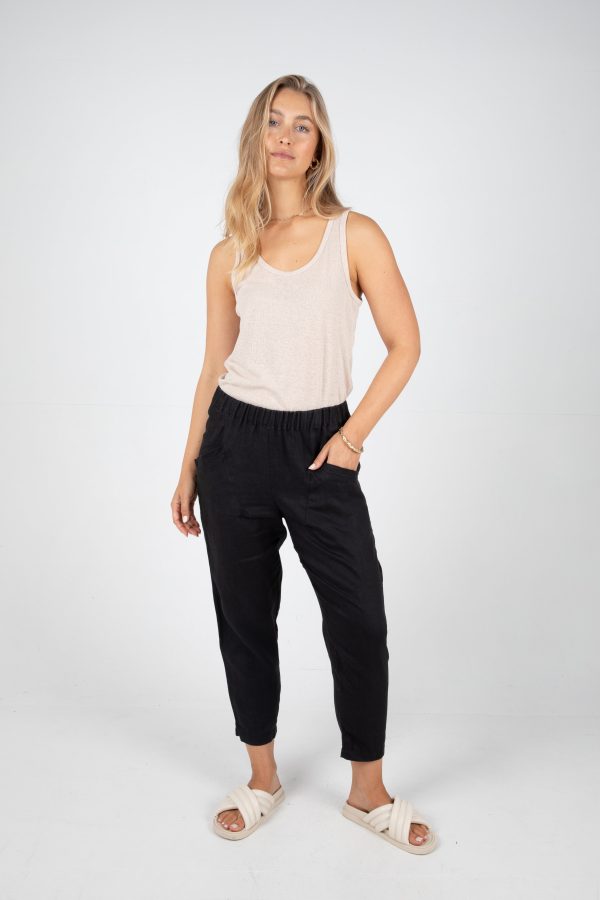 SUTTON HEMP PANT - BLACK For Sale