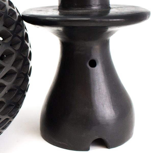 Pierced Diamond Pattern Ball Lamp with Stand, Oaxaca Black Clay Online