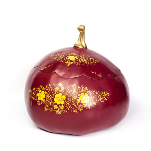 Large Red Tole with Golden Flowers, Laca Hot on Sale