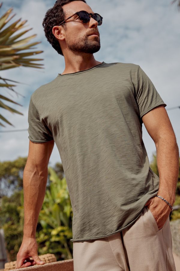 ORTEGA SLUB TEE - KHAKI Hot on Sale