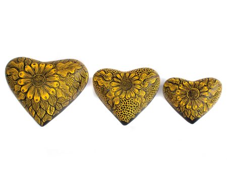 Three Sunflower Hearts Set, Chiapas Pottery For Sale