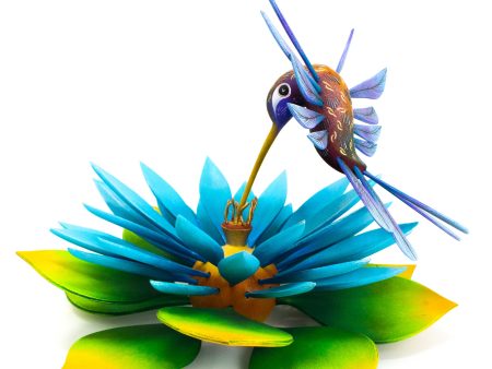 Humming Bird and Flower Alebrije, Copal Wood For Cheap