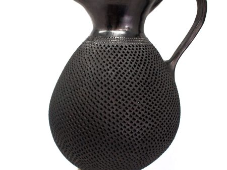 Large Textured Pierced Drop Pitcher, Oaxaca Black Clay Hot on Sale