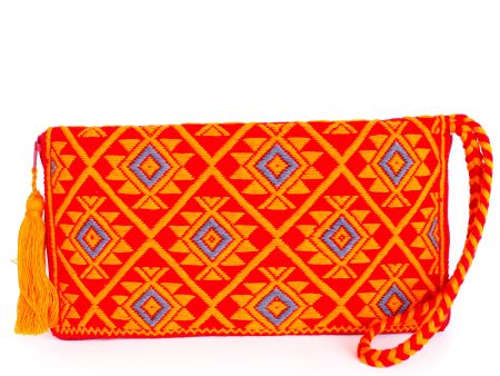 Red Orange Ladies’ Wallet, Backstrap Loom For Sale