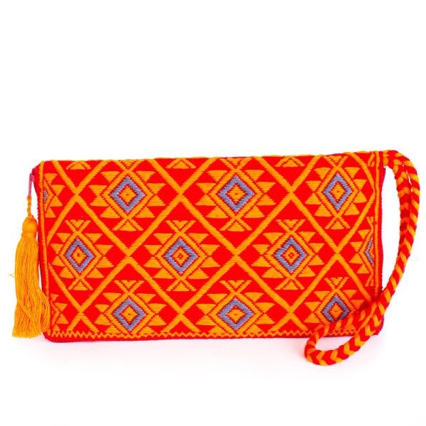 Red Orange Ladies’ Wallet, Backstrap Loom For Sale