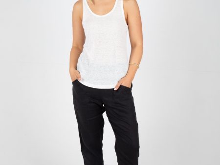 HARLOW LINEN SINGLET - WHITE Online Hot Sale