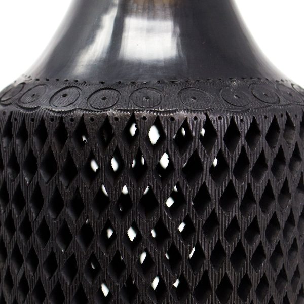 Large Diamonds Pattern Bottle, Oaxaca Black Clay Online