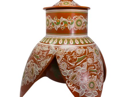 Nahuales, Petatillo Leaves and Flowers Tripod Vase, Bandera Clay Online now