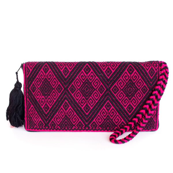 Black Magenta Ladies’ Wallet, Backstrap Loom Online Sale