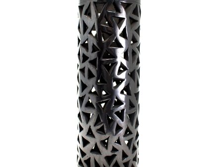 Medium Tube Gloss and Triangles Pattern Lamp Screen, Oaxaca Black Clay Online Sale