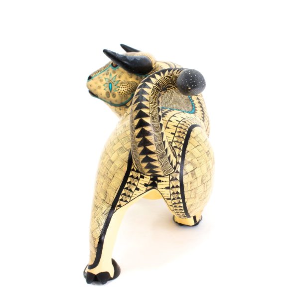 Yellow and Teal Bull Alebrije, Copal Wood Online