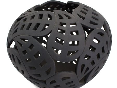 Matte Dried Leaves Sphere, Black Clay For Cheap