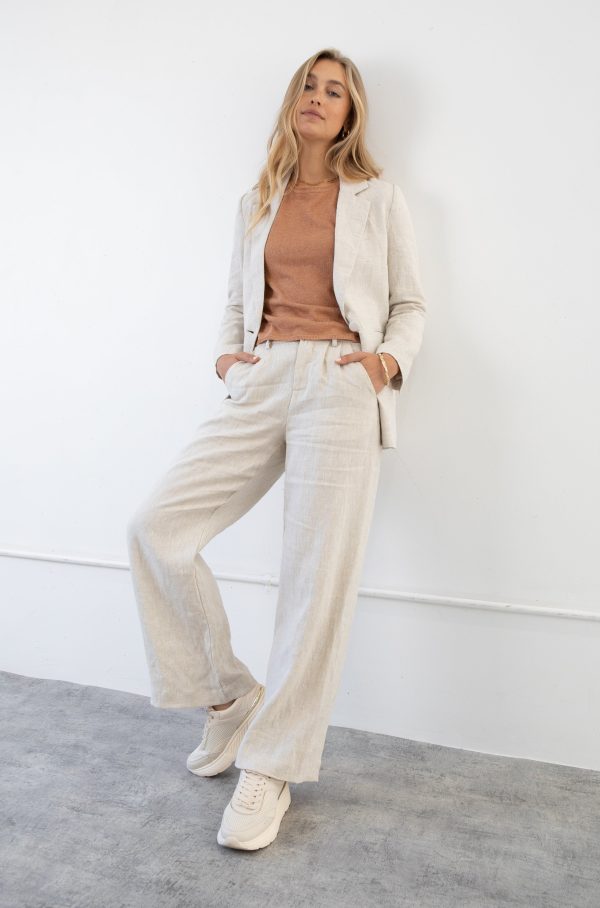 SAWYER WIDE LEG LINEN PANT - NATURAL Fashion