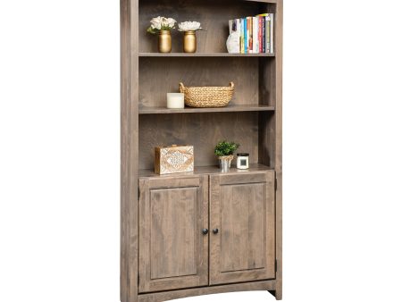 Alder Shaker 36  by 72  Bookcase with Doors Cheap