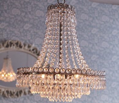 Laura Ashley Enid 5 Light Chandelier Polished Nickel & Cut Glass For Sale