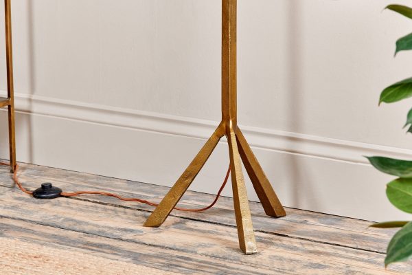 Nkuku Sahhil Metal Tripod Floor Lamp Antique Brass Online Sale