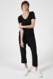 BLAKE SLUB V-NECK - BLACK Online Hot Sale