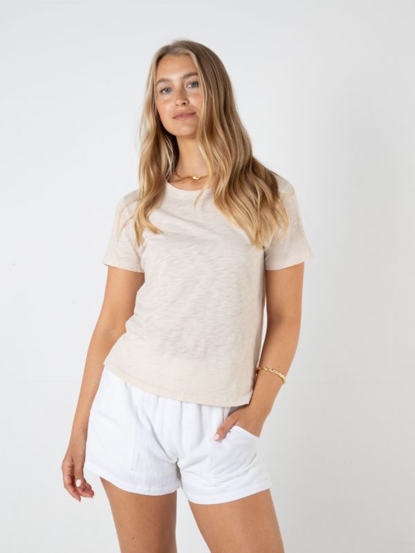 ZEPHYR SLUB TEE - SAND Hot on Sale