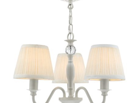 Laura Ashley Ellis 3 Light Chandelier Satin Grey with Shades For Sale