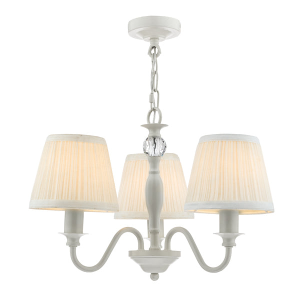 Laura Ashley Ellis 3 Light Chandelier Satin Grey with Shades For Sale