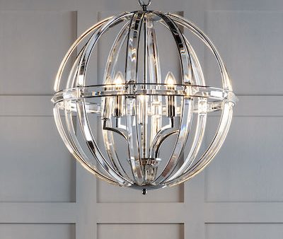 Laura Ashley Aidan Glass & Polished Chrome 5 Light Globe Chandelier on Sale